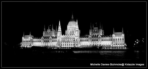 Black and White Photo of Parliament House, Hungary.